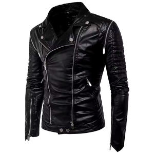 Chaqueta de Motociclista para Hombre, Estilo Urbano, Protectora, Ajustable, de Cuero Genuino, Impermeable, Cortavientos, con Logotipo Frontal - Product Image 3
