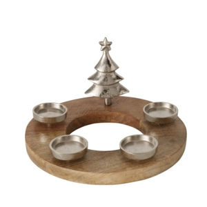 Porte-bougie de qualité supérieure en bois et métal noir, décoration de Noël, design étoile, bougie chauffe-plat, décoration de table pour la maison, accessoire de Noël - Product Image 3