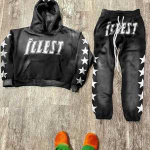 ชุดวอร์มซักได้ตามต้องการชุดวอร์มผ้าคอตตอนปักไหล่ตกสไตล์ฝรั่งเศส - Product Image 2