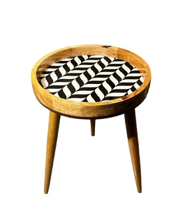 Tabouret feuille monochrome Table d'appoint en bois naturel Table d'appoint ronde en bois massif escabeau salon pied en bois détachable pour support - Product Image 5