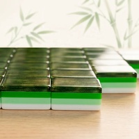 Jeu de Mahjong américain en acrylique à motif bambou vert, tuiles de Mahjong colorées, jeu de table pour 4 joueurs, pour adultes, famille, fête, cadeau