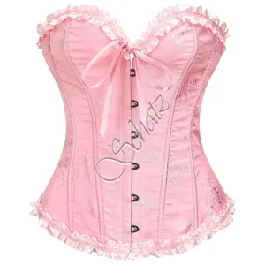 Corsetto da donna in raso floreale Sexy con lacci e top-up in vita Bustier da donna