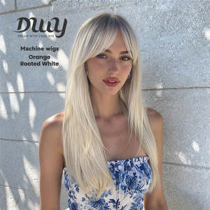 Orange-DWY 24-Inch MiraScalp High Quality <b>Wig</b> Transparent Heat Resistant High Temperature Fiber Long-Length Straight Layer-Cuts - Product Image 1