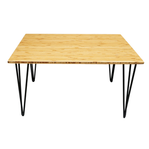Mesa de té minimalista de bambú, 50x80x45cm, muebles para sala de estar, estructura de metal - Product Image 1