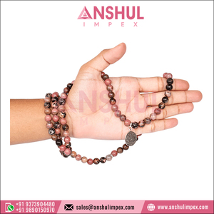 Gorgeous Rhodonite Crystals Mala <b>Bracelet</b> High Quality Gemstone <b>Beaded</b> <b>Bracelets</b> Promotes Emotional Healing and Forgiveness - Product Image 2