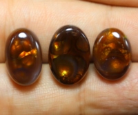 3. Pièce 25.00 Carat Agate de Feu Mexicain Cabochon Lisse Pierres Précieuses Naturelles Agate de Feu Cabochon Forme Ovale 14X10MM à 17X11MM