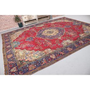Tapis turc 9,4 x 12,5 pieds, tapis, tapis à bordure rouge en laine - Product Image 4