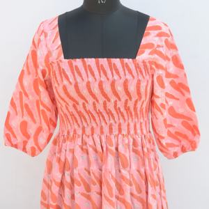 New Arrival Bohemian Maxi Dress Block Printed Pattern Casual Wear for Women Free Size Plus Size <b>Natural</b> ODM Gift for Her - Product Image 1