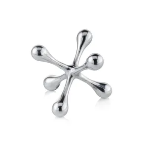 Sculpture artisanale en métal argenté plaqué argent, design d'art moderne pour la maison ou l'hôtel, ornement de centre de table personnalisable - Product Image 1