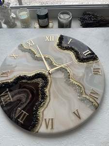 LOOK Epoxy Resin Wall Clock Modern Design Wedding Home Decor Customized Size <b>Battery</b> <b>Operated</b> Handmade Quality - Product Image 3