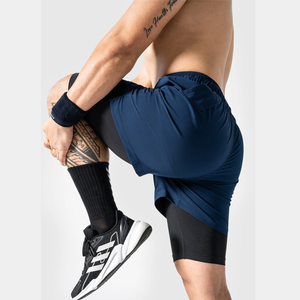 Bermuda OEM décontracté à 2 couches à taille moyenne pour hommes, fermeture élastique multifonction avec motif solide - Product Image 5