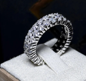 Anillo de Plata de Ley 925 con Moissanita VVS1, Anillo de Tenis con Moissanita, Anillo de Bodas, Regalo para Ella - Product Image 1