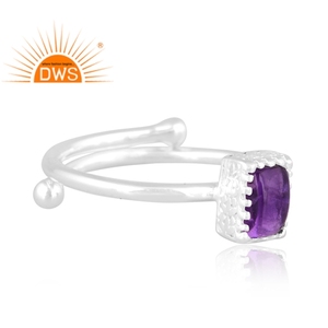 Meilleures ventes Bague empilable en argent sterling fin avec améthyste naturelle Fabricant de bijoux personnalisés - Product Image 3