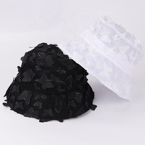 2025 High Quality Spring <b>Summer</b> Trend Lace Fisherman <b>Hat</b> Fashionable Butterfly Bucket <b>Hat</b> for <b>Women</b> Outdoor Use Fabric Material - Product Image 2