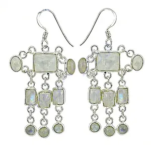 Pendientes Colgantes de Plata 925 con Piedra Lunar y Baño de Oro, Diseño Geométrico de Corazón para Mujer, Idea de Regalo para Bodas y Fiestas - Product Image 3