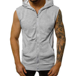 Wholesale <b>Men's</b> Sleeveless Hoodies 100% Cotton Oversized Breathable Gym Activewear Workout Sleeveless Hoodie - Product Image 4