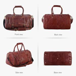 Sac de sport classique en cuir fait main Bagages de voyage en cuir véritable de qualité supérieure Week-end Nuit Gym Continuer - Product Image 5