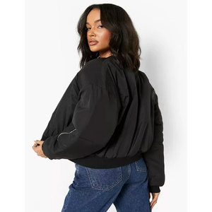 Blouson d'aviateur à fermeture éclair en polyester et nylon de haute qualité pour femmes Blouson d'aviateur universitaire d'hiver sportif - Product Image 5