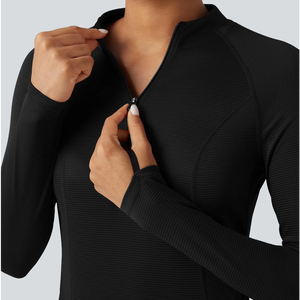 2025เสื้อกีฬาแขนยาวระดับไฮเอนด์ของผู้หญิงเสื้อผ้าออกกำลังกายวิ่งออกกำลังกายตอนเช้าผ้าสแปนเด็กซ์ระบายอากาศได้ดี - Product Image 4