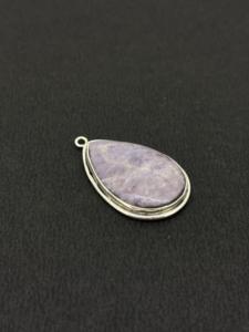 Teardrop Genuine Lavender <b>Jade</b> Cabochon Cut Gemstone Wholesale 925 Sterling Silver Bezel Setting Bohemian Style Women's Pendants - Product Image 5