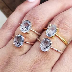 Bague de fiançailles et de mariage en argent sterling 925, moissanite noire personnalisée, taille ovale, sertie à griffes, certifiée, bijoux fins pour femmes - Product Image 4