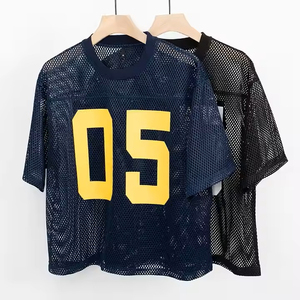 เสื้อครอปไซส์ใหญ่พิเศษเสื้ออเมริกันฟุตบอลระบายอากาศได้ดีเสื้อครอปฟุตบอลตาข่ายเซ็กซี่ - Product Image 1