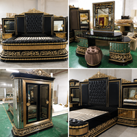 Ensemble complet de meubles de chambre à coucher en bois massif pour villa personnalisée, style royal classique, ensemble de meubles de chambre à coucher de luxe en bois, lit king size