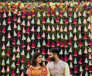 Multicolor <b>Net</b> & Gota Indian Wedding Decoration Mehndi Decor,Party Backdrop Colorful <b>Net</b> Hanging Bunches Wedding Props for - Product Image 2