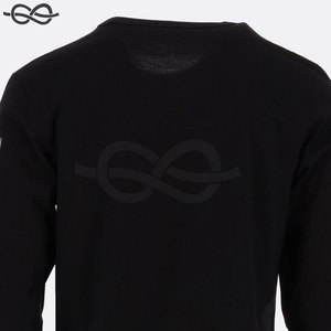 เสื้อสเวตเชิ้ตคอกลมแขนยาวคอวีแบบกว้างเสื้อสเวตเตอร์ผ้าฝ้ายแต่งขอบแบบเรียบ - Product Image 4