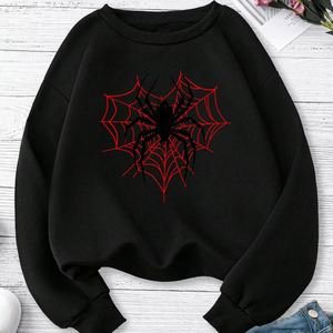 Sweat à capuche à manches longues imprimé toile d'araignée style gothique occidental automne 2026 - Product Image 6