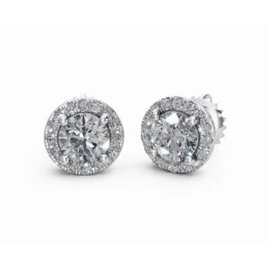 Shimmering Radiance <b>Halo</b> Diamond Studs <b>Earrings</b> 9 KT 14 KT 18 KT Gold Lab Grown Jewelry Wholesale OEM B2B Export Supplier - Product Image 4