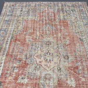 พรมวินเทจตุรกีขนาด 6x10.6 ฟุต พรมปูพื้น พรมขนสัตว์สีแดง - Product Image 3