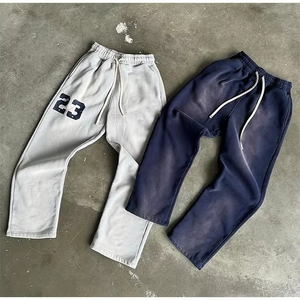 Pantalones de chándal anchos para hombre, ligeros, informales, personalizados, estilo urbano, de corte recto, lavados, holgados y acampanados, los más vendidos - Product Image 5