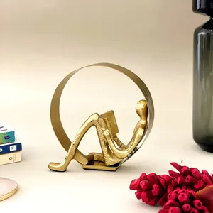 Statue abstraite en métal doré Sculpture Figurines Décoration intérieure moderne Salon - Product Image 2