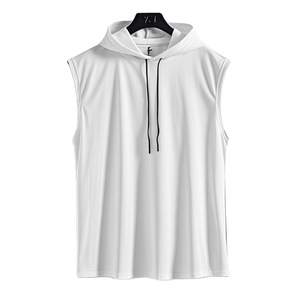 Sudadera con capucha sin mangas informal para hombre, camiseta con cordones, sudadera cómoda de algodón 100% - Product Image 6