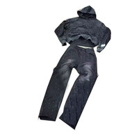 Ensemble streetwear homme oversize hiver 2026 avec strass, éco-responsable, respirant, design optimal, sweat à capuche et pantalon de survêtement en cristal