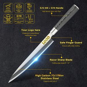 سكين ياباني عالي الجودة G10 رمادي اللون للمطاعم يستخدم للوجبات السوشي والتنون لليد اليسرى مقاس 9 بوصة - Product Image 2