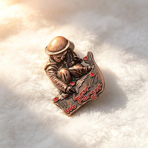 Custom Antique Copper 3D Raised Lapel Pin Remembrance Poppy Enamel Badge For Memorial Souvenir Gift - Product Image 1