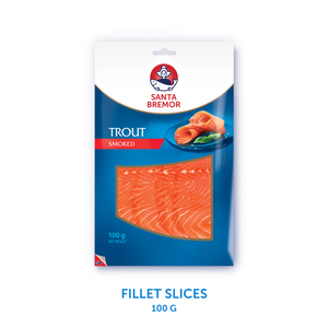 Tranches de filet de truite arc-en-ciel fumée surgelée 100 g, Vente en gros auprès du fabricant - Product Image 1