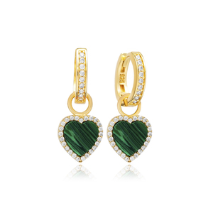 8x8 mm <b>Heart</b> Malachite Stone <b>Silver</b> Dangle <b>Earrings</b> Turkish Handcrafted Wholesale <b>Sterling</b> <b>Silver</b> Jewelry - Product Image 6