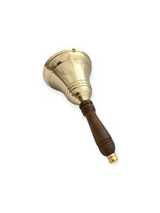 Campana de mesa de latón hecha a mano con acabado pulido brillante y mango de madera de excelente calidad, regalo de vajilla de estilo náutico - Product Image 2