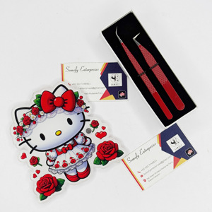แผ่นป้ายติดขนตาปลอมทำจากอะคริลิคแบบ Hello Kitty ดีไซน์รูปหัวใจติดฉลากได้90องศา - Product Image 3