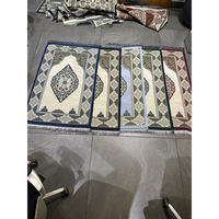 Tapis de prière musulman islamique Jainamaz bleu ciel, fabriqué à la machine, style kilim à poils plats, en polyester, lavable, ensemble cadeau pour la décoration de la maison