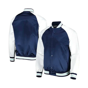 Chaqueta de Béisbol de Satén Brillante de Lujo, Cierre de Cremallera, Diseño Sólido, Unisex, Ropa Exterior de Moda, Diseño de Bordado Personalizado, Servicio OEM/ODM - Product Image 1