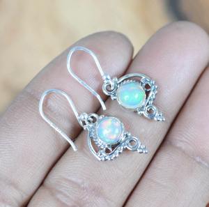 Boucles d'oreilles classiques bijoux pour femmes argent Boho Style bijoux 925 argent Sterling opale pierres précieuses boucles d'oreilles faites à la main cadeau pour femme - Product Image 5