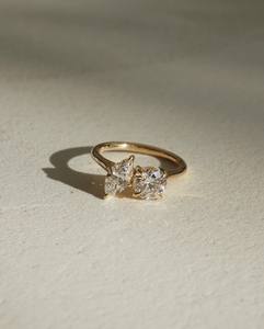 Anillo Toi et Moi de Diamante Cultivado en Laboratorio de 1.52CT, Color E, Corte Marquesa y Redondo, Oro Sólido de 14K, Joyería Fina de Compromiso, Regalo de Aniversario - Product Image 1