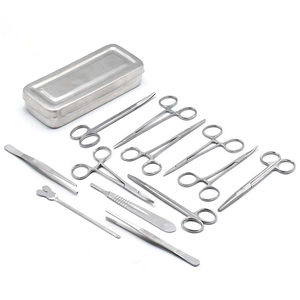 Ensemble de chirurgie mineure manuel en acier inoxydable, kit d'instruments chirurgicaux de base de 13 pièces, qualité supérieure - Product Image 4