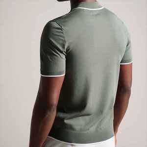 เสื้อโปโลถักลายแจ็คการ์ดแฟชั่น แขนสั้น คอปกพับได้ คุณภาพสูง ออกแบบลายพิเศษสำหรับผู้ชาย - Product Image 6