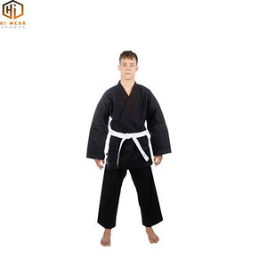 Artes marciales tradicionales Uniformes de kárate negros Hombres uniformes de kárate negros de alta calidad Lona de 10-12oz - Product Image 4