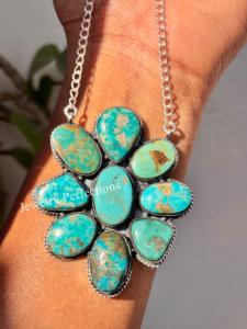 Excellente qualité 925 argent Sterling Arizona Turquoise collier princesse coupe or femmes concepteur prix de gros usine - Product Image 3